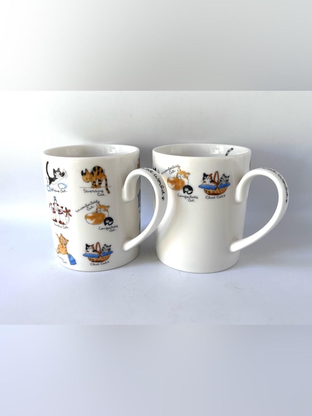 2 Cat World Mugs by Aqua, 3/4 size